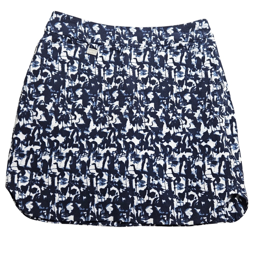 Lulu-B Skort Women 4 Navy White Abstract Geometric Stretch Pull-On Activewear